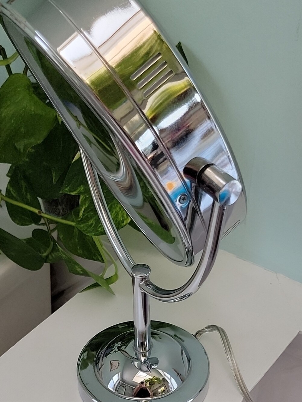 Chrome LED Lighted Makeup Mirror with Adjustable Tilt